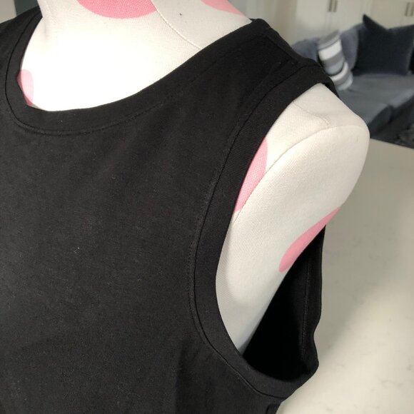 GAIAM Casual Activewear Rayon Poly Slvless Scoop Neck Midi Dress Black Sz L NWT - Picture 4 of 11